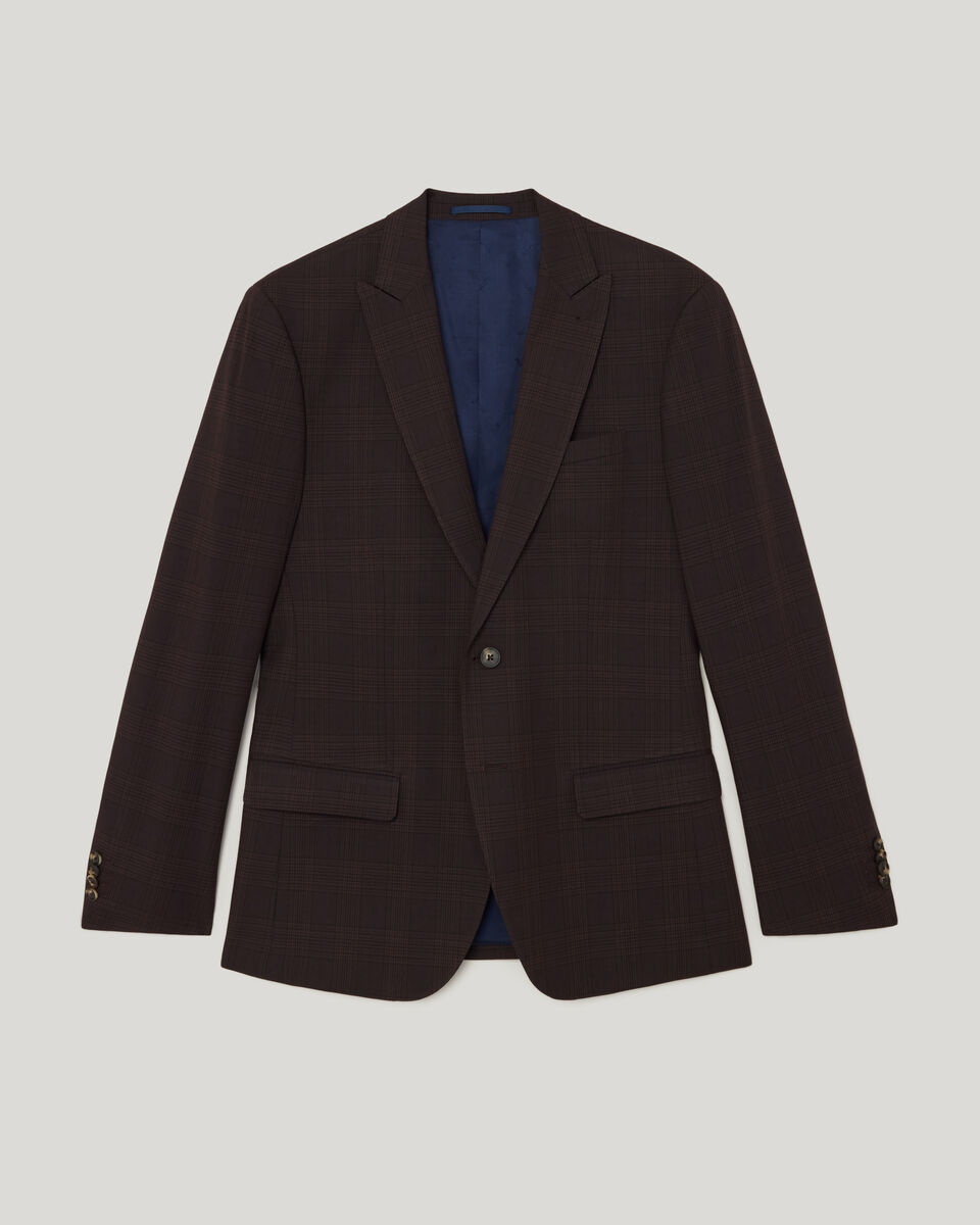 Prince Of Wales Tailored Jacket, Burgundy, hi-res